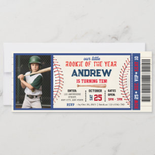 Baseball ticket kleine rookie verjaardag Met foto Kaart