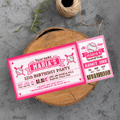 Baseball Ticket Pass Birthday Invitation Roze Kaart