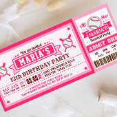 Baseball Ticket Pass Birthday Invitation Roze Kaart