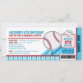 Baseball Ticket Pass Birthday Uitnodiging (Voorkant)