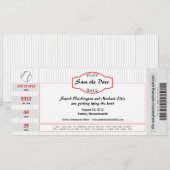 Baseball Ticket Save the Date (Voorkant / Achterkant)