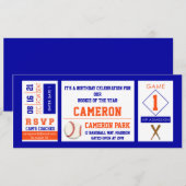 Baseball Ticket Verjaardagsfeestuitnodiging Sinaas Kaart (Voorkant / Achterkant)