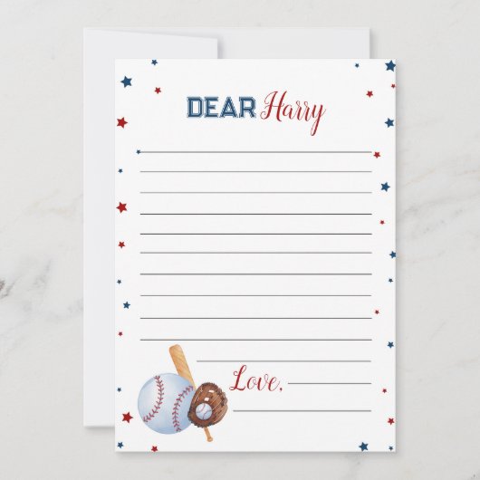 Baseball Time Capsule Note Kaart (Voorkant)