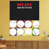 Baseball-toetsenbord met de dikke balk Mitzvah-inl Canvas Afdruk (Insitu (Woonkamer))