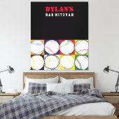 Baseball-toetsenbord met de dikke balk Mitzvah-inl Canvas Afdruk (Insitu (Slaapkamer))