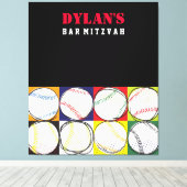 Baseball-toetsenbord met de dikke balk Mitzvah-inl Canvas Afdruk (Insitu (Houten vloer))