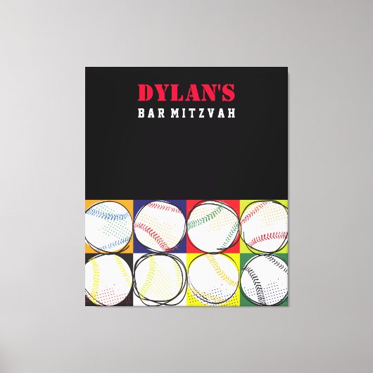 Baseball-toetsenbord met de dikke balk Mitzvah-inl Canvas Afdruk (Voorkant)