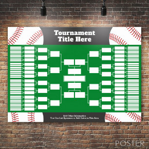 Baseball Tournament Bracket - 64 teams Poster