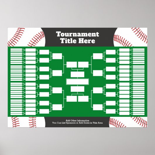 Baseball Tournament Bracket - 64 teams Poster (Voorkant)