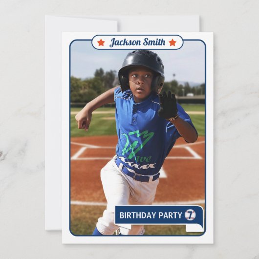 Baseball Trading Kaart Birthday Uitnodiging (Voorkant)