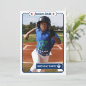 Baseball Trading Kaart Birthday Uitnodiging (Staand voorkant)