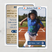 Baseball Trading Kaart Birthday Uitnodiging (Voorkant / Achterkant)