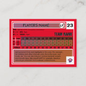 Baseball Trading Kaart DK Rood / Rood - Aangepaste Contactkaartje (Achterkant)