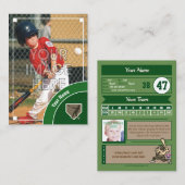 Baseball Trading Kaart Green Back - Aangepaste sta Contactkaartje (Voorkant / Achterkant)