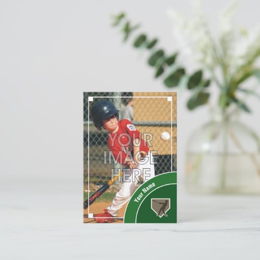 Baseball Trading Kaart Green Back - Aangepaste sta Contactkaartje (Staand voorkant)