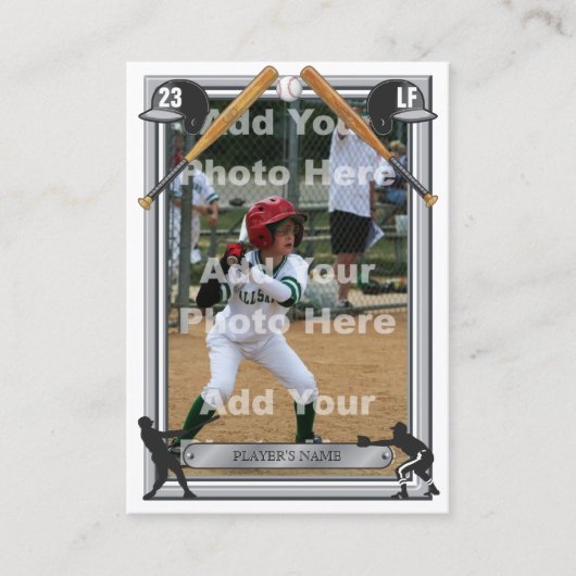 Baseball Trading Kaart Grijs Rug - Aangepaste STAA Contactkaartje (Voorkant)