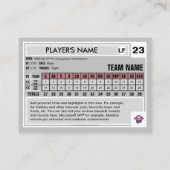 Baseball Trading Kaart Grijs Rug - Aangepaste STAA Contactkaartje (Achterkant)