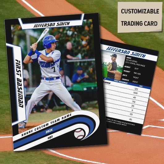 Baseball Trading Kaart Levendig Blauw Zwart Contactkaartje