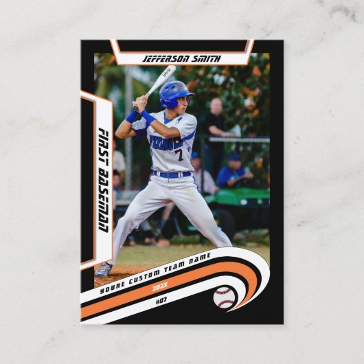 Baseball Trading Kaart Lively Sinaasappel Zwart Contactkaartje (Voorkant)