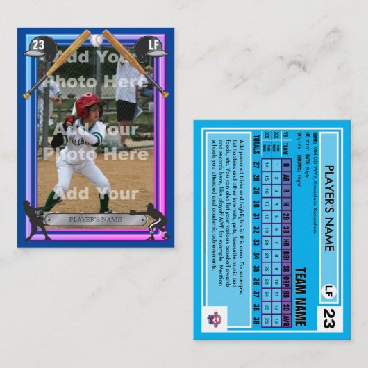 Baseball Trading Kaart Miami Frt - Aangepaste vlek Contactkaartje (Voorkant / Achterkant)