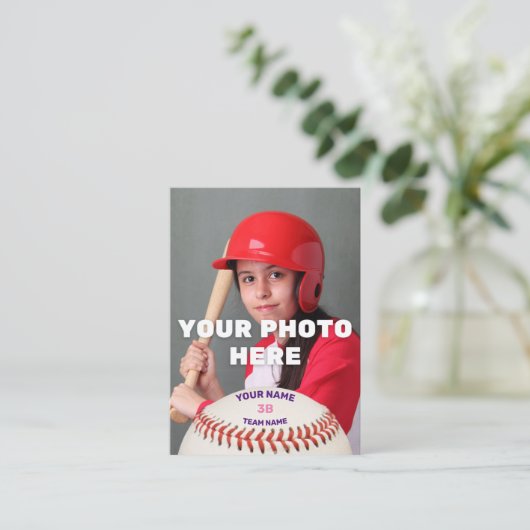 Baseball Trading Kaart Paars Back - Aangepaste STA Contactkaartje (Staand voorkant)