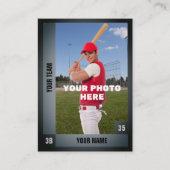 Baseball Trading Kaart Zwart/Grijs - Aangepaste st Contactkaartje (Voorkant)