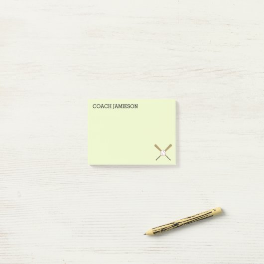 Baseball-trainer gepersonaliseerd kruisende vleerm post-it® notes (Op bureau)