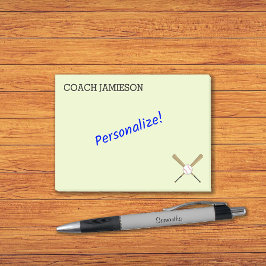 Baseball-trainer gepersonaliseerd kruisende vleerm post-it® notes