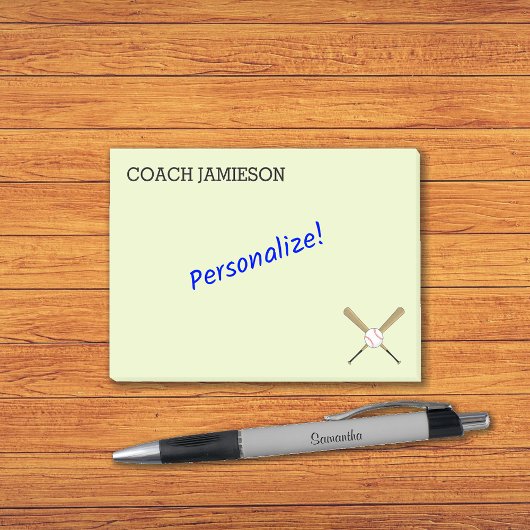 Baseball-trainer gepersonaliseerd kruisende vleerm post-it® notes