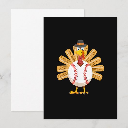 Baseball Turkey Thanksgiving Shirt voor jongens To Kaart (Voorkant / Achterkant)