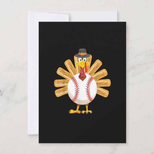 Baseball Turkey Thanksgiving Shirt voor jongens To Kaart (Voorkant)