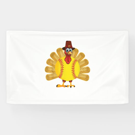Baseball Turkey Thanksgiving Softball Turkey Man W Spandoek (Horizontaal)