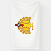 Baseball Turkey Thanksgiving Softball Turkey Man W Spandoek (Verticaal)
