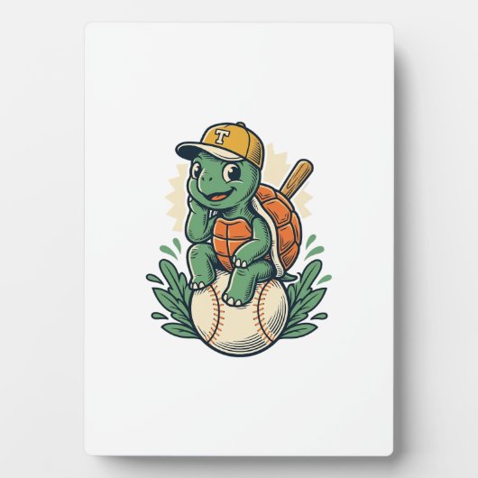 Baseball Turtle Vintage Gravure Grafisch Ontwerp_1 Fotoplaat (voorkant)