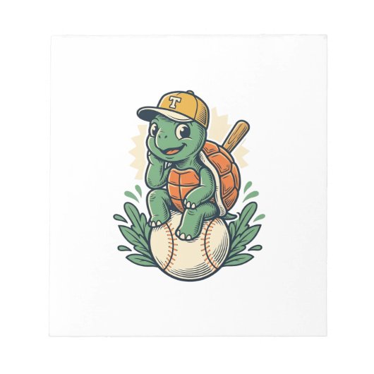 Baseball Turtle Vintage Gravure Grafisch Ontwerp_1 Notitieblok (Voorkant)