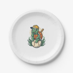 Baseball Turtle Vintage Gravure Grafisch Ontwerp_1 Papieren Bordje
