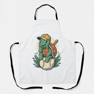 Baseball Turtle Vintage Gravure Grafisch Ontwerp_1 Schort