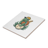 Baseball Turtle Vintage Gravure Grafisch Ontwerp_1 Tegeltje (Zijkant)