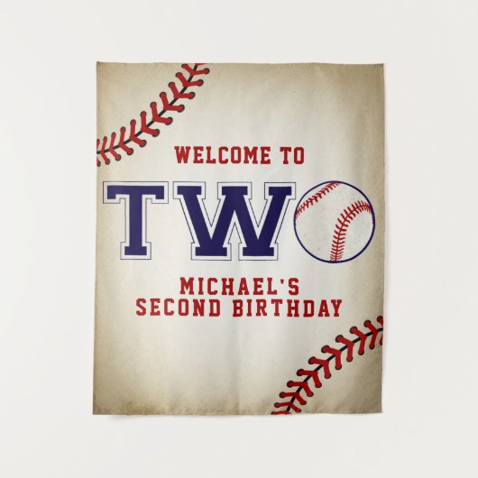 Baseball tweede verjaardag achtergrond wandkleed (Voorkant)