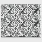 Baseball Typografie Black White ID770 Cadeaupapier (Vlak)