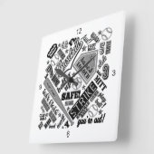 Baseball Typografie Black White ID770 Vierkante Klok (Hoek)