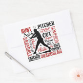 Baseball Typografie Gezegden en voorwaarden Vierkante Sticker (Envelop)