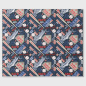 Baseball Typografie Red White Blue ID770 Cadeaupapier (Vlak)