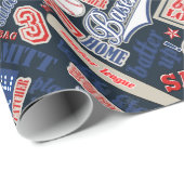 Baseball Typografie Red White Blue ID770 Cadeaupapier (Rol Hoek)