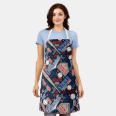 Baseball Typografie Red White Blue ID770 Schort (Gedragen)