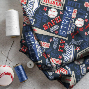 Baseball Typografie Red White Blue ID770 Stof