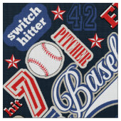 Baseball Typografie Red White Blue ID770 Stof (Close Up)
