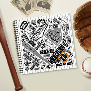 Baseball Typografie Zwart Witte Strepen ID770 Notitieboek