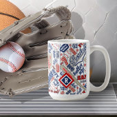 Baseball Typography Rood Wit Blauw Monogram ID770 Koffiemok