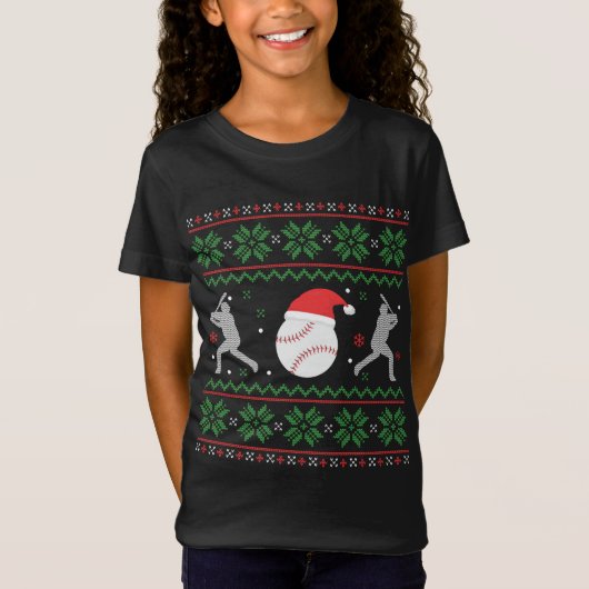 Baseball Ugly kerstkeuken Funny Xmas Basebal T-shirt (Voorkant)